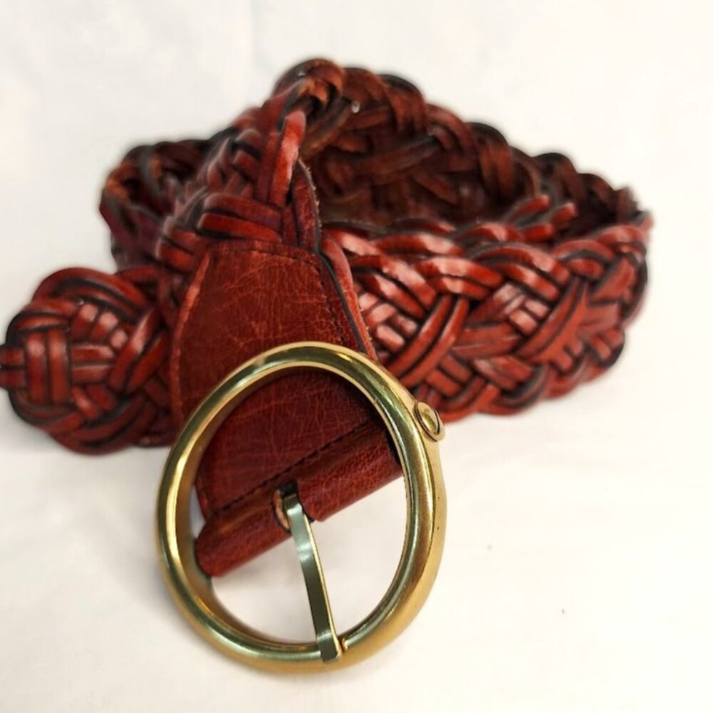 LOFT Brown Leather Braided Belt – Size Medium